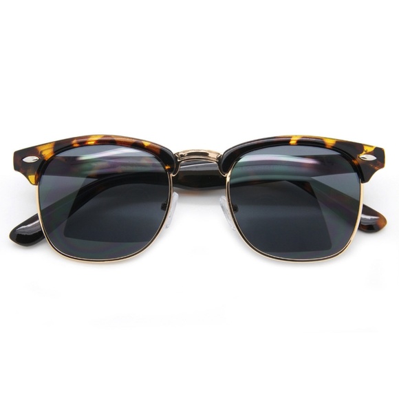 Black Lens Retro Men Square Sunglasses Brown - Picture 3 of 4